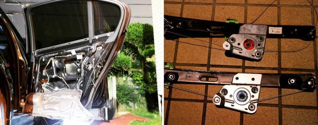 ドアトリムを取り外しての故障原因の特定