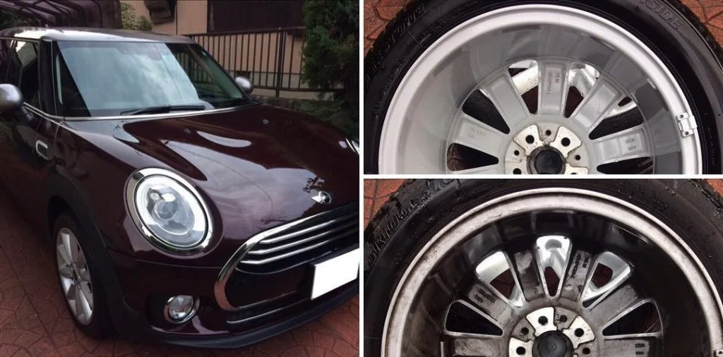 ブレーキパッドの交換が完了したMINI クーパーD F54