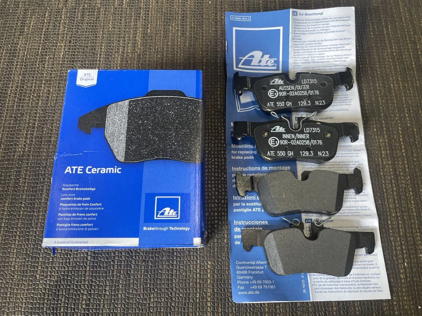 ATEの低ダストブレーキパッド