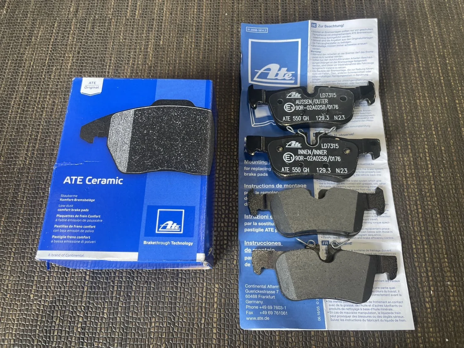 ATEの低ダストブレーキパッド