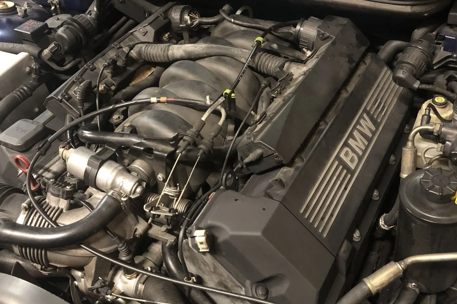 エンジンルームを点検する様子